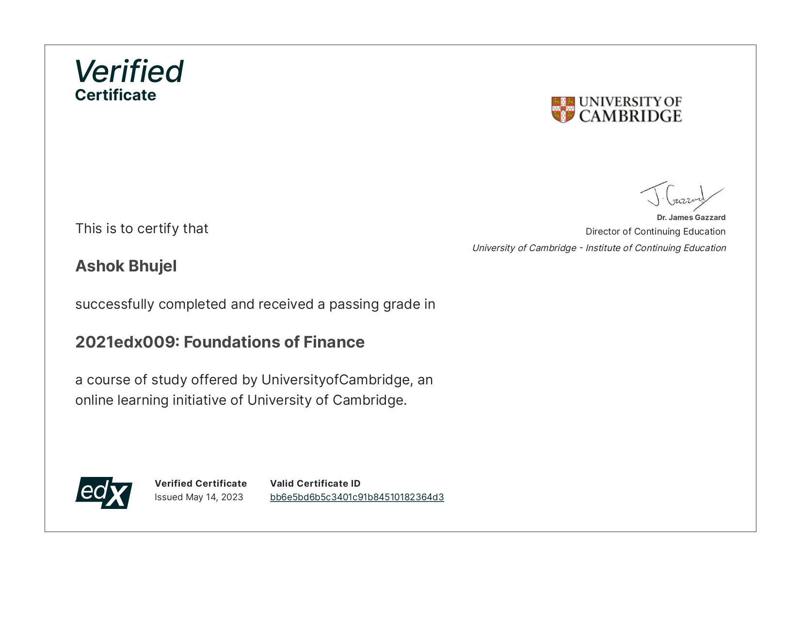 Foundation of Finance - University of Cambridge